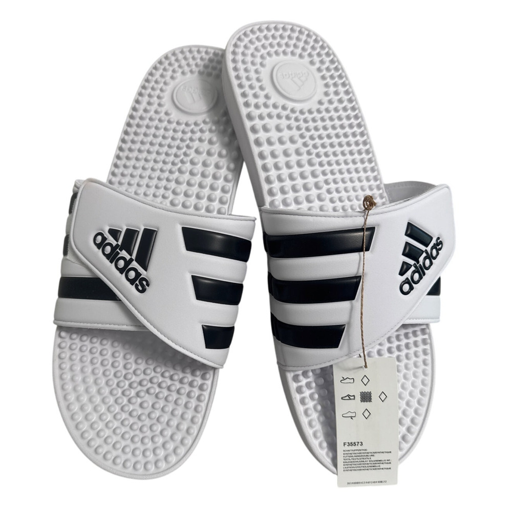 NWB Adidas Adissage Mens White and Black Slide Sandal Size 18‎